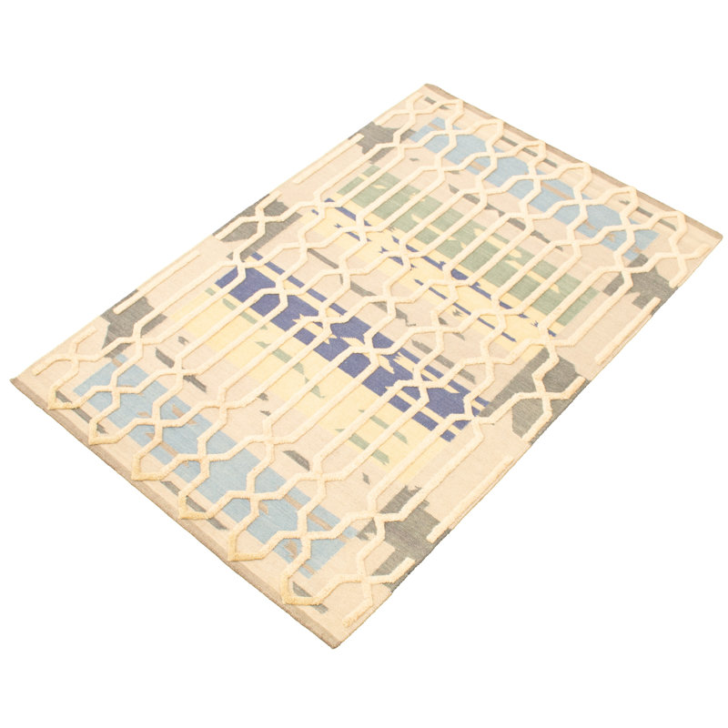 Tapis de zone brun clair 9 pi x 7 pi 10 po one-of-a-type oriental fait main kilim Roncy