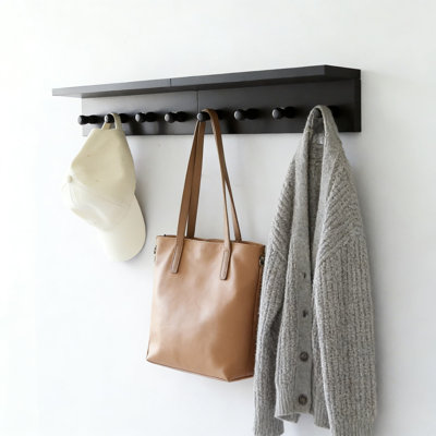Wall Mounted Coat Rack With Shelf, Solid Wood Entryway Organizer For Hats, Jackets, Bags, And Home Decor