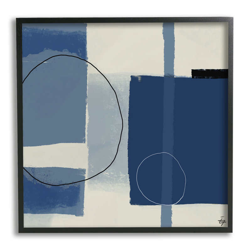 «Bold Blue», formes géométriques abstraites, cercles, giclées, ensemble d'art texturé par Elizabeth Hale, L 17 po x H 17 po