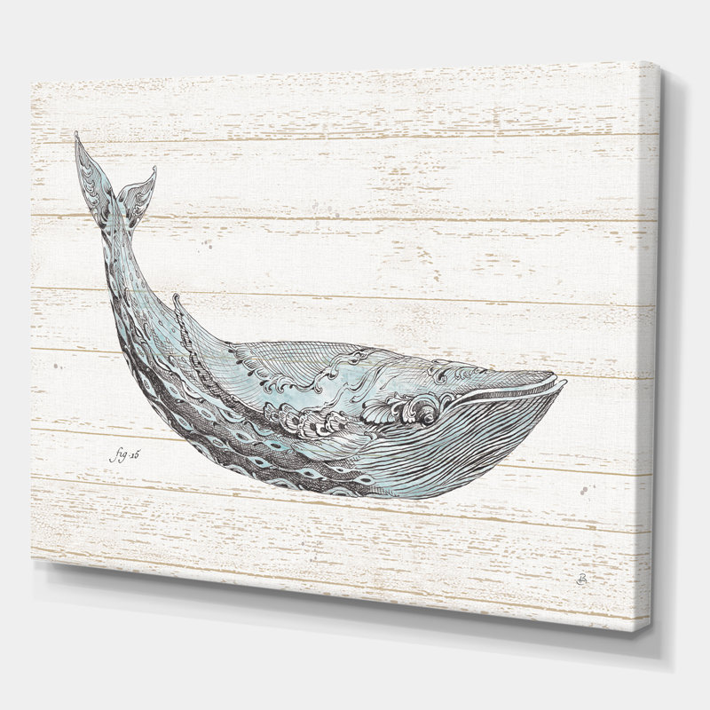 «Blue Whale Watercolor», reproduction d'art sur toile tendue, H 24 po x l 32 po x P 1 po