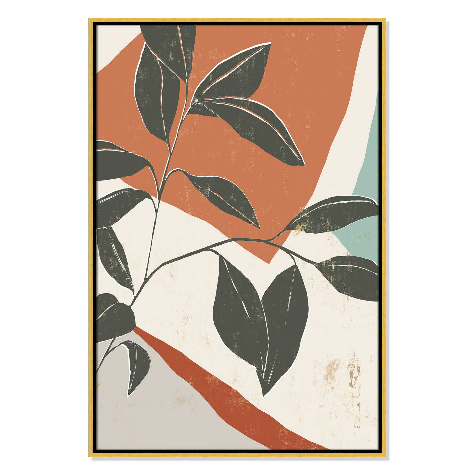 Cutout Leaves "Cutout Leaves I" Print, 37.5" H x 25.5" W x 2" D, Gold Framed