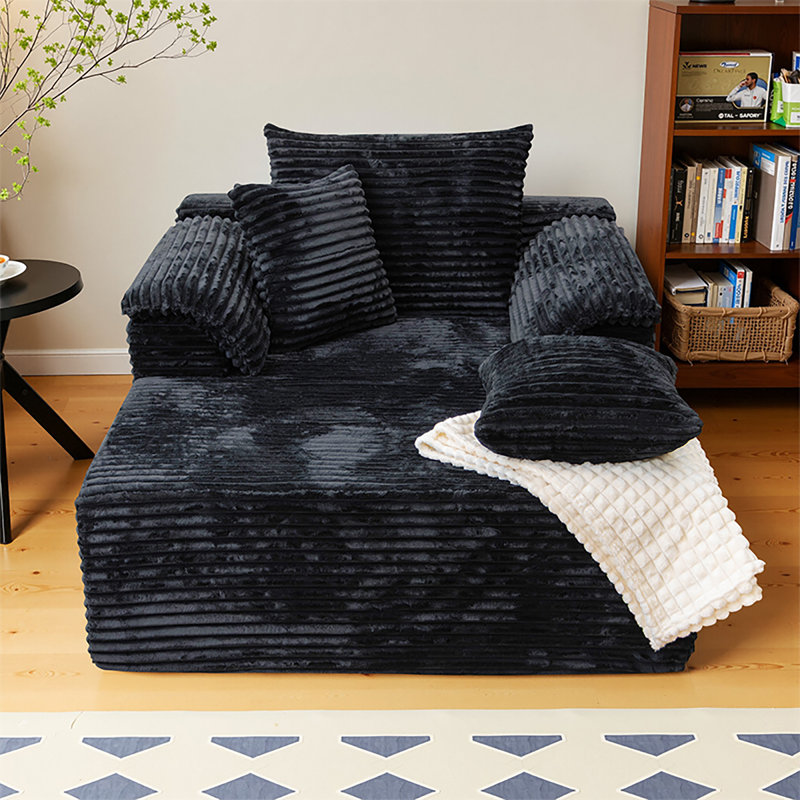 No installation required, 61-inch large single sofa bed, built-in high-density sponge, comfortable velvet cover, suitable for living room, bedroom and apartment. Minimalist style, deep seat design.