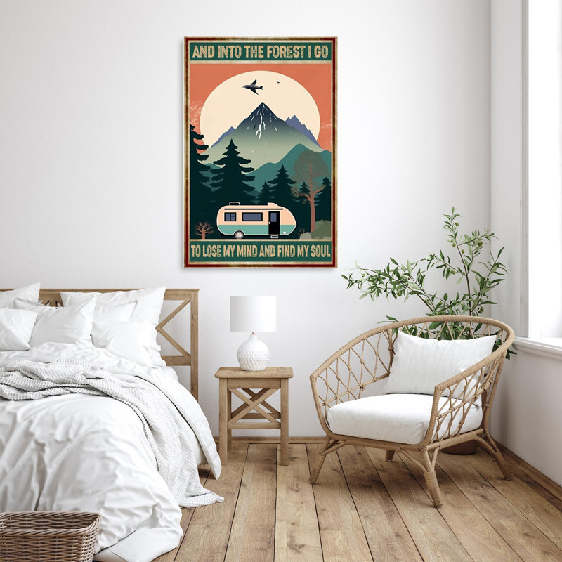 «Camper Van And Into The Forest I Go» - 1 pièce Rect Camper Van And Into The Forest I Go - 1 pièce, reproduction d'art graphique sur toile tendue