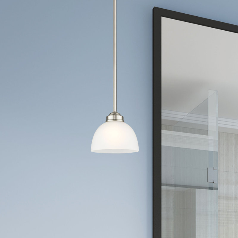 Luminaire suspendu en forme de dôme à 1 lumière Annete, Nickel brossé, H 8 po x l 6,5 po x p 6,5 po