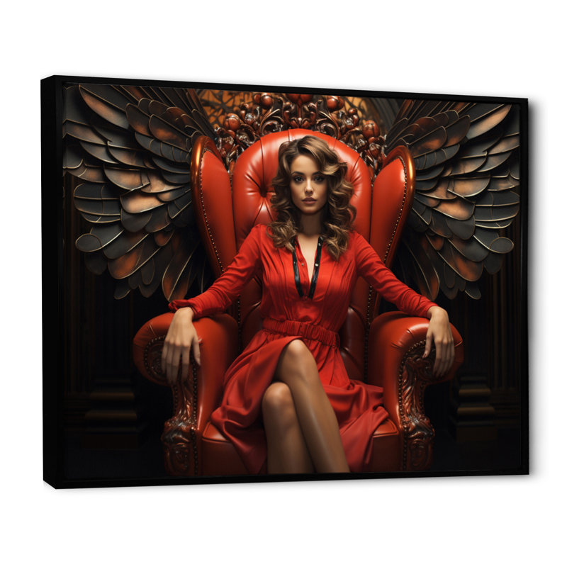 «Red Queen of Angel II» sur toile, H 16 po x l 32 po x P 1 po, Cadre flottant noir