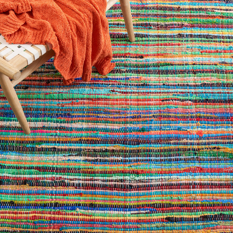 Fales Rug Hand Woven Cotton Abstract Rug, Square 6'