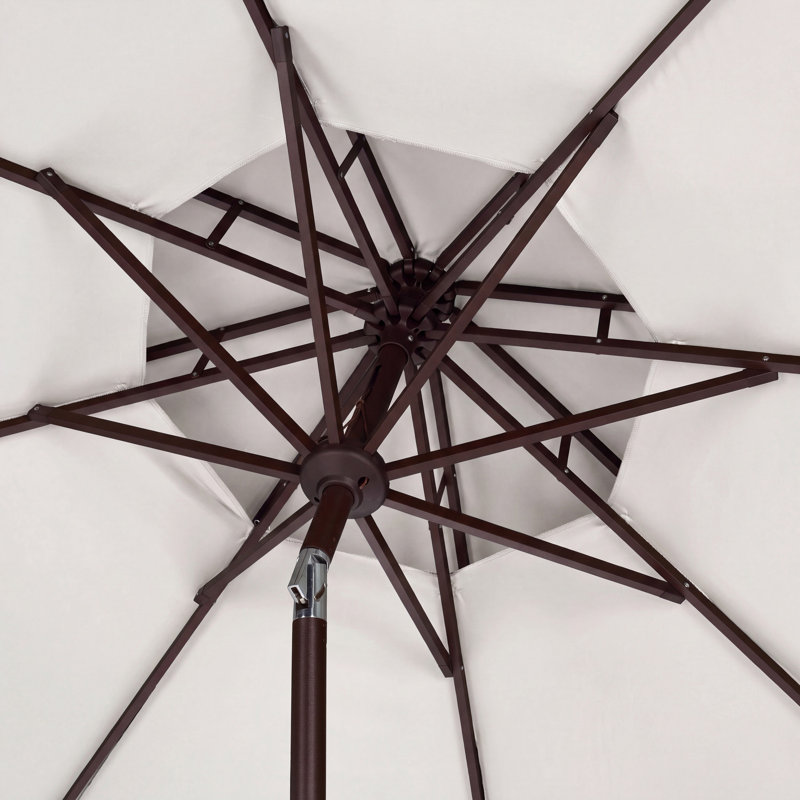 Parasol d'extérieur festonné inclinable 101 po Poppy, Blanc/Noir