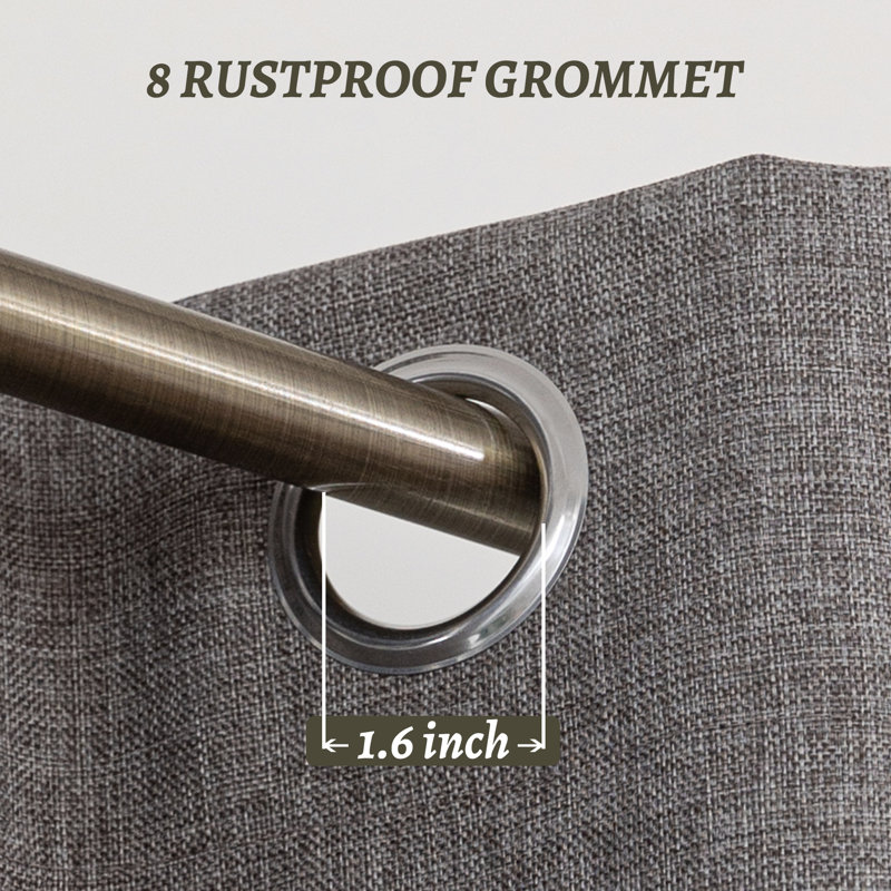 Paire de rideaux 100% occultant et isolant en polyester (ensemble de 2), Gris foncé, L 52 po x L 72 po
