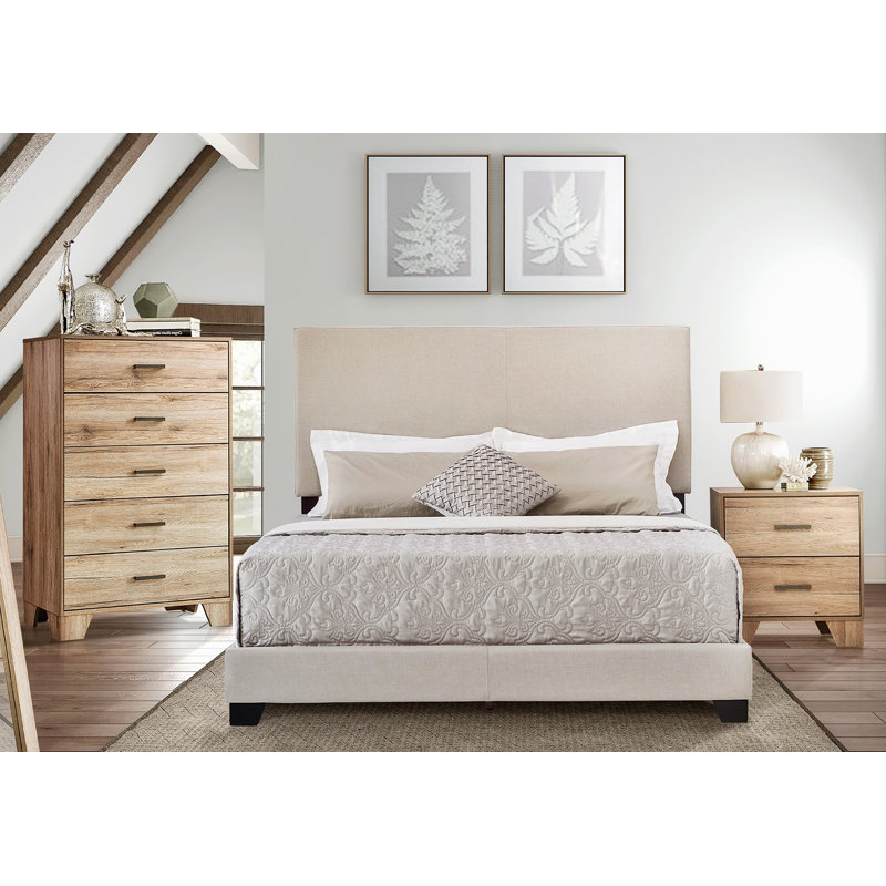 Beckville Upholstered Low Profile Standard Bed, King, Warm Gray
