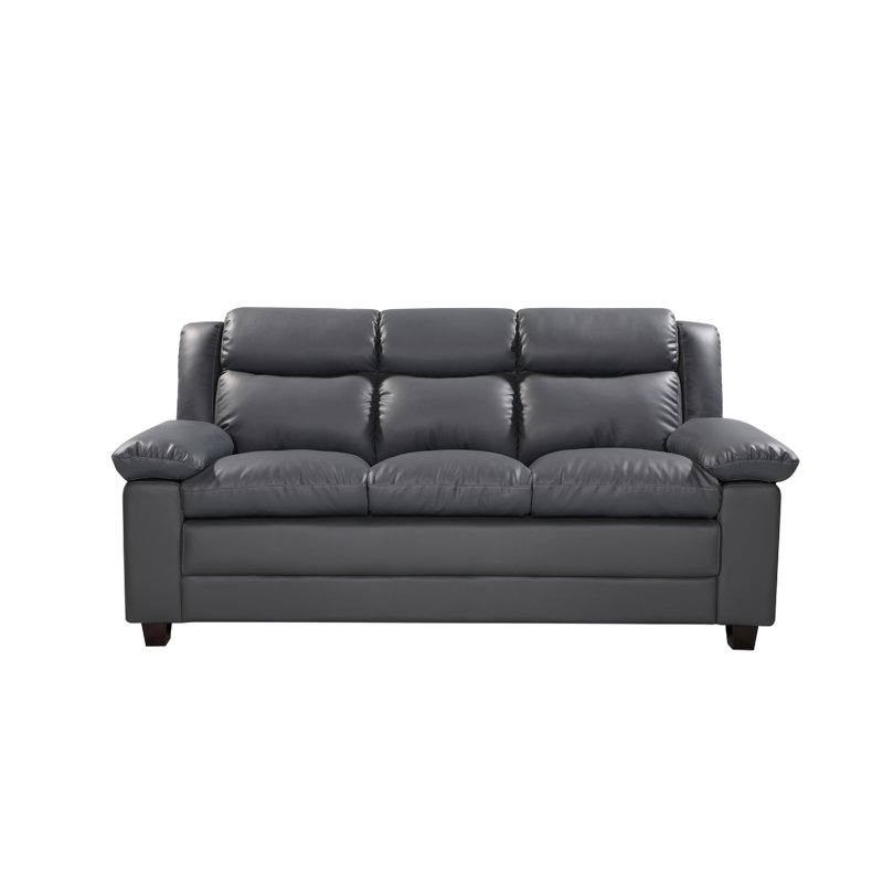 3 Seater Faux Leather Sofa, Grey
