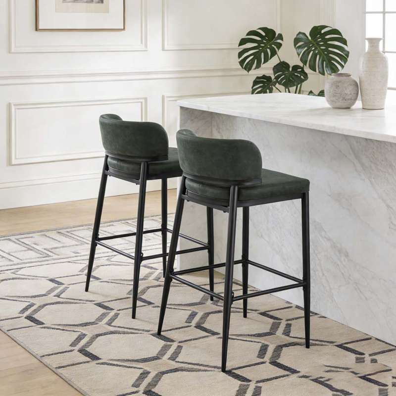 Tabouret de bar en métal, Vert foncé