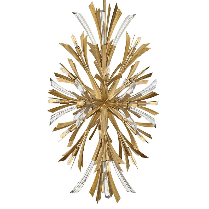Vida 19 - Light Sputnik Sphere Chandelier with Crystal Accents, Burnished Gold