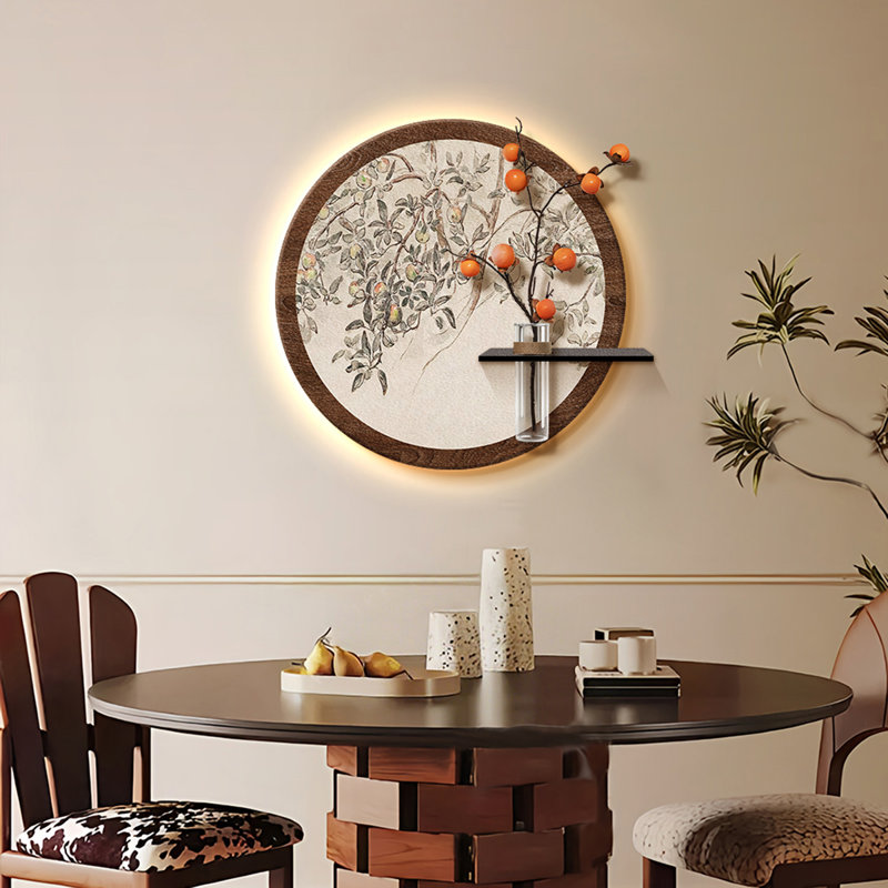 Café rond, art mural grès, H 31,5 po x l 33,07 po