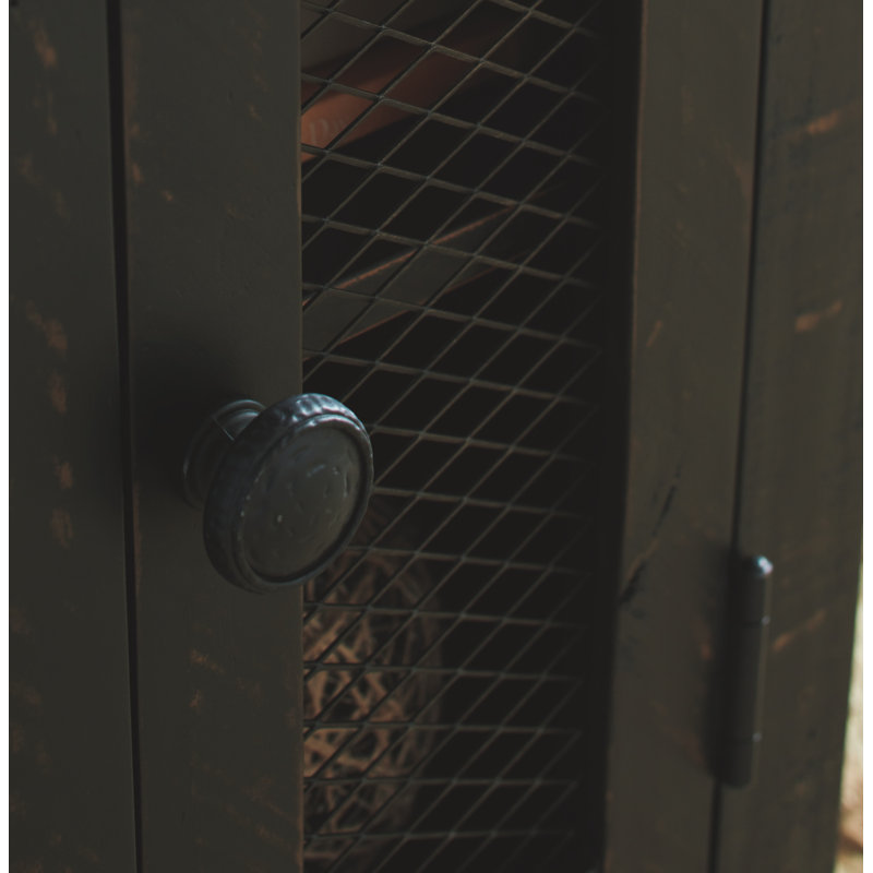 Valebeck Black and Brown Rustic Wood Metal Storage End Table