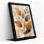 Tableau mural en toile beige texturée représentant des feuilles stylisées orange et grises-2140423311