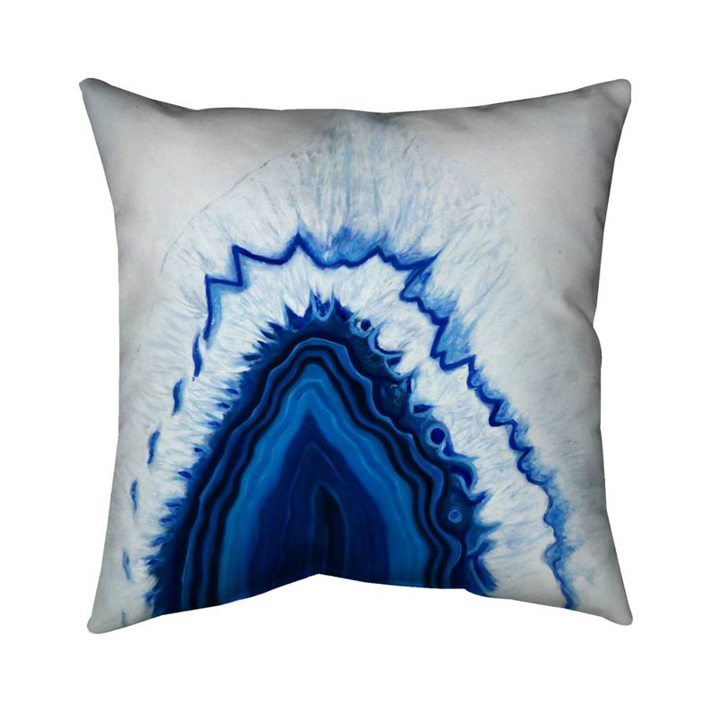 Blue and Gray Floral Polyester Square Pillow Cover