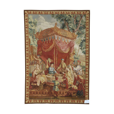Hand-Knotted Wool Area Rug in Red/Green/Yellow