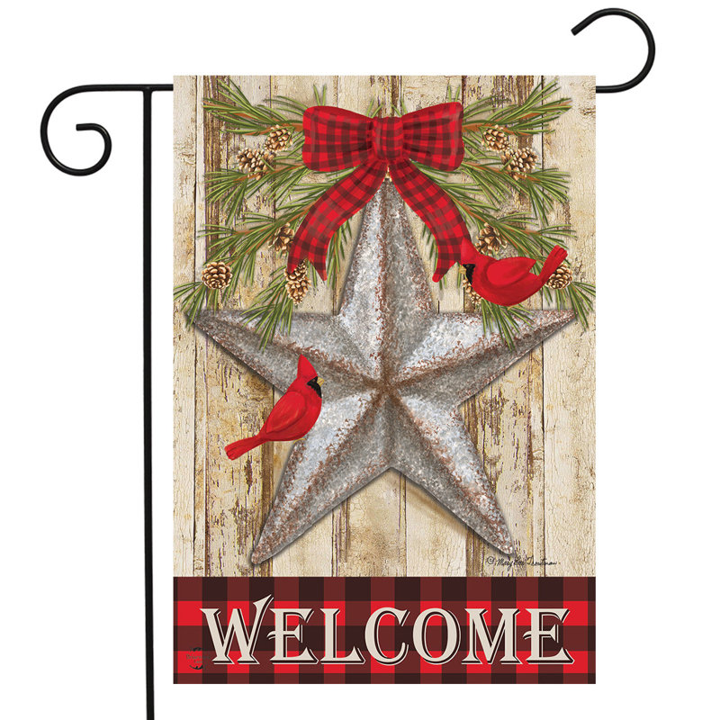 Drapeau festif de jardin d'hiver Barnstar,  Rouge / vert / gris