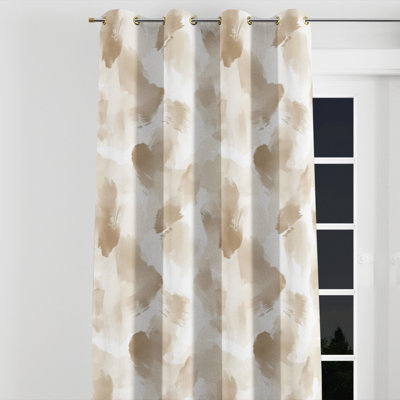 Coastal Room Darkening Curtains - Beige Sand Whisper Abstract Grommet Curtain - 1 Panel