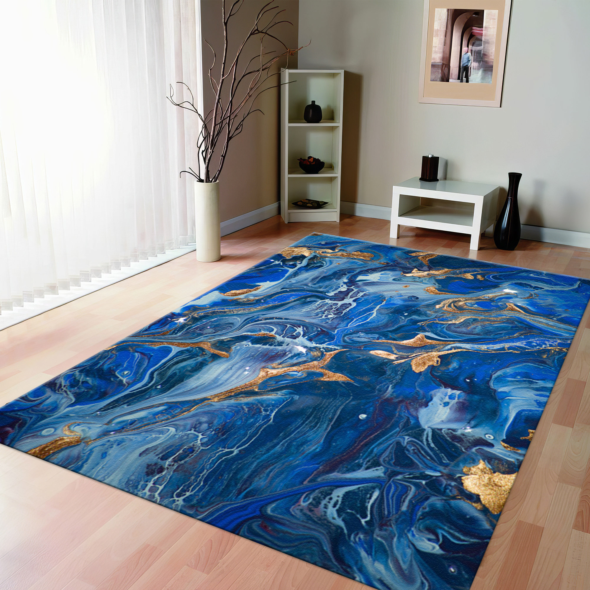 Hokku Designs Exquisite Non-Woven Thin Type Printed Rug with Subtle ...