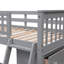 Lit superposé simple au-dessus d'un lit double en bois avec six tiroirs et tablettes flexibles, lit inférieur à roulettes, gris-1950102284