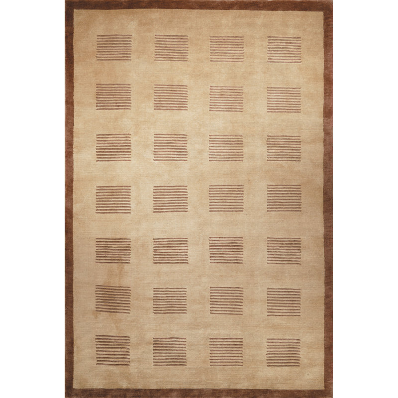 Tibetan Hand Knotted Wool Pile Geometric Rug, 3' x 5'