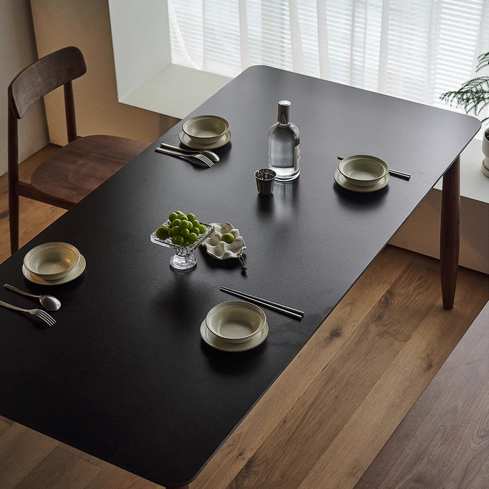 George Oliver Black walnut solid wood rock slab dining table | Wayfair