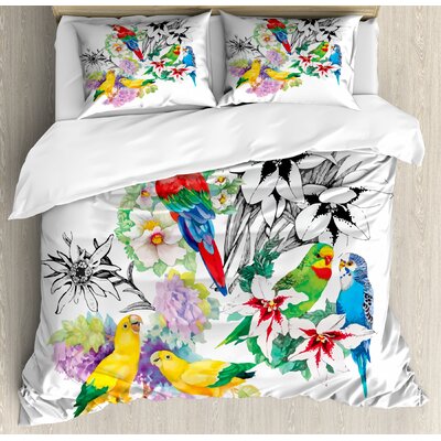 Parrot Duvet Cover Set -  Ambesonne, nev_14982_queen