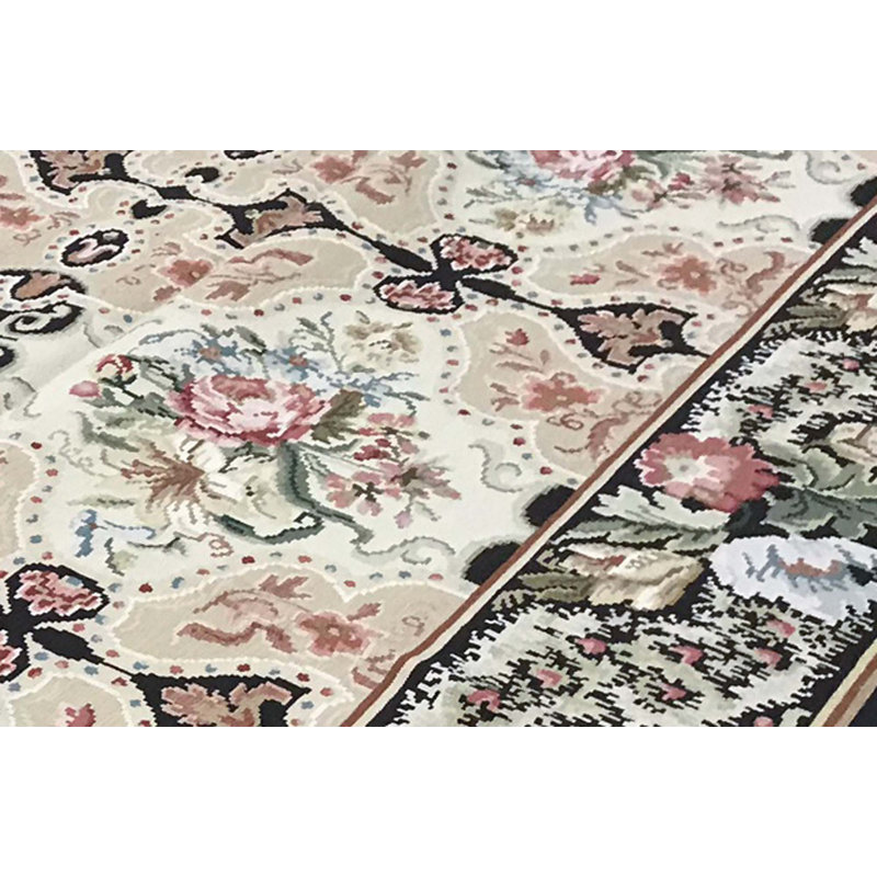 Tapis brun et ivoire de haute qualité noué à la main