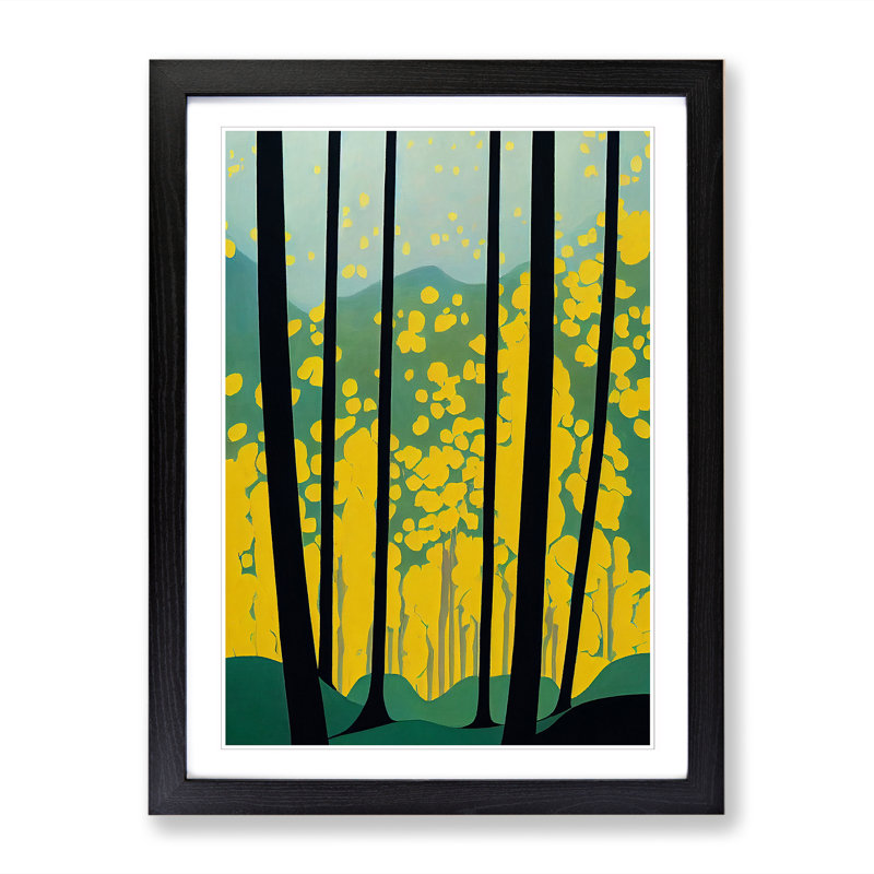 Spring Forest Abstract Vol.1 1 Piece Single Picture Frame Wall Art, 46cm H x 34cm W x 2cm D, Black