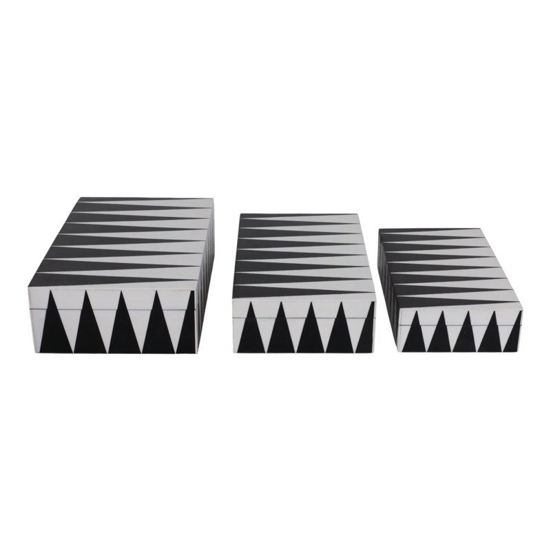 Resin, Wood & Non-Woven Fabric Decorative Storage Boxes - Modern Multipurpose Organizer for Stylish Spaces, Set of 3.