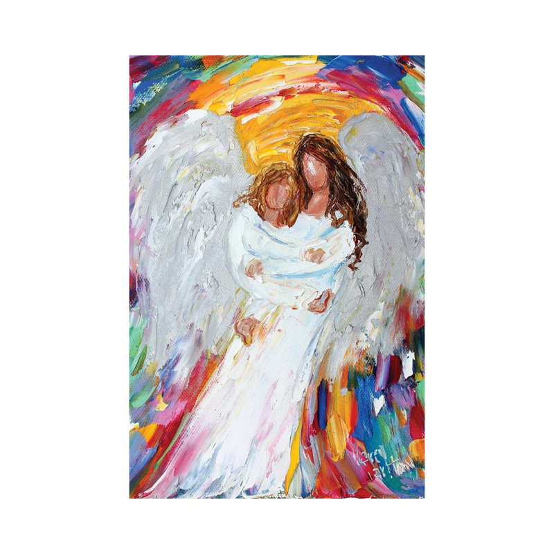 Angel and Child 1 Piece Wrapped Canvas Painting, 20.32 cm H x 30.48 cm W