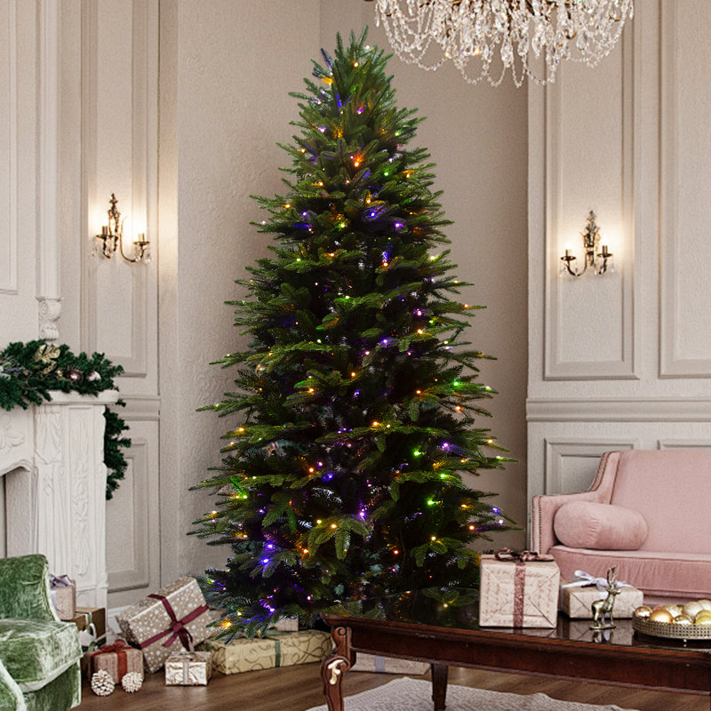 Winterfest North Valley Spruce Pre-lit Christmas Tree Pre-Lit Slim Fraser Fir Artificial XMas Tree with 350 UL Listed Clear Lights