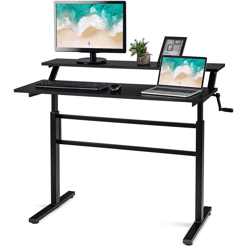 Mirari Adjustable Standing Desk, Black, Black