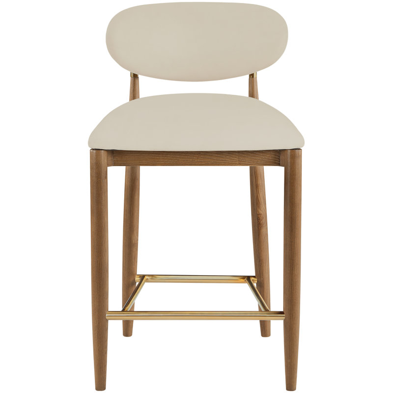 Riccio Vegan Leather Upholstered Stool, Brown, Brushed, Vegan Leather Beige