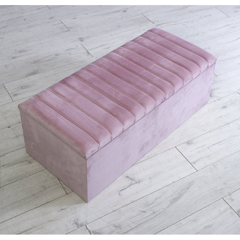 Dafydd 102cm Wide Faux Leather Rectangle Solid Colour Ottoman with Storage, Pink