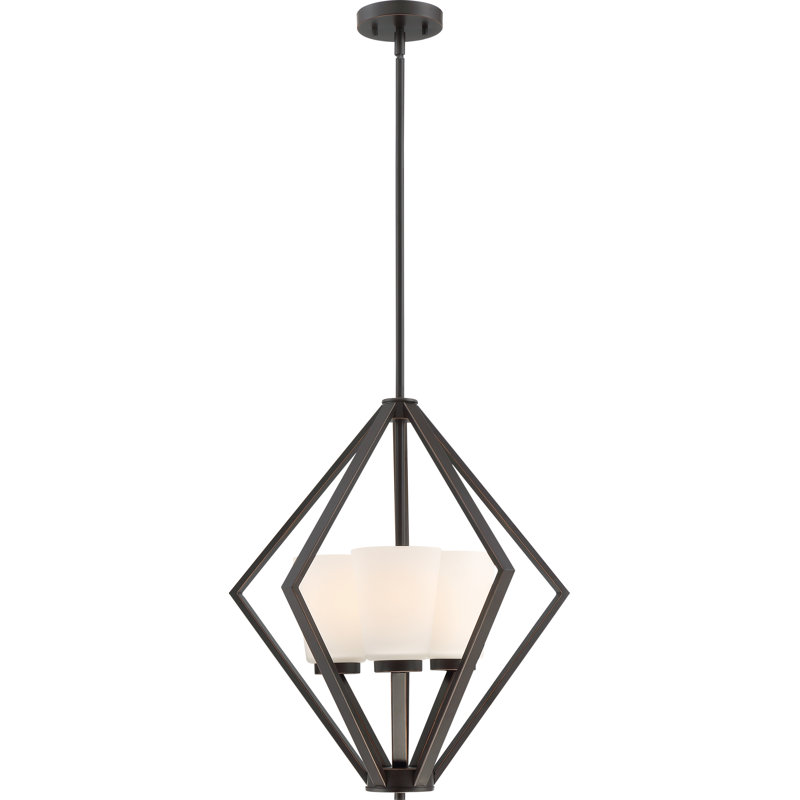 Lustre géométrique à 3 lumières Naccarato, Bronze acajou