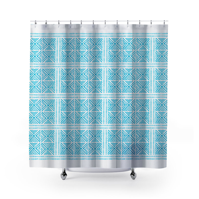 Thora Tribal Shower Curtain, ThoraTribal Turquoise
