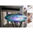 27" Tall Floor Mist Fountain with 12 Color Changing LED Lights and Inline Control - Blue Glass and Metal Design, Blue Freestanding Indoor-1826214953