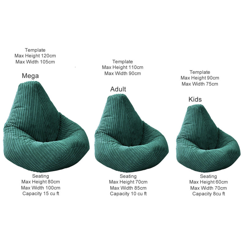 Corduroy Refillable Classic Bean Bag, Teal