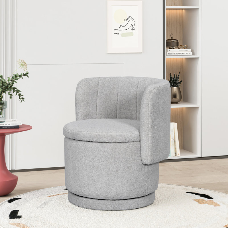 Chaise pivotante à 360 degrés avec rangement en gris, idéale pour la chambre à coucher et le salon, Gris