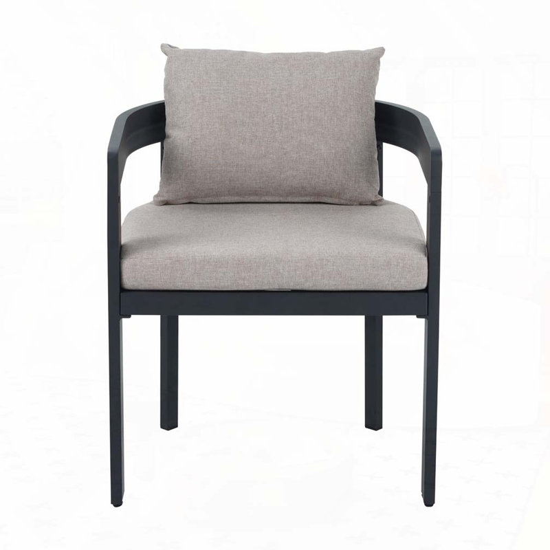 Patio Outdoor Aluminum Dining chair, Beige, Black