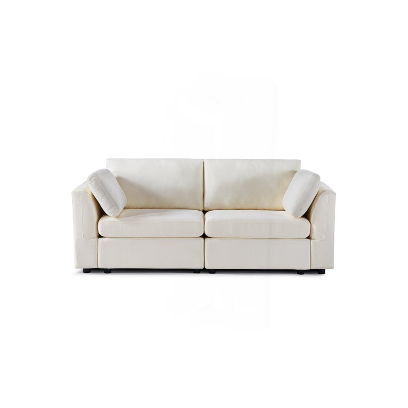 Modular Sofa Chenille Fabric, Creamy White Chenille