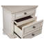 Table de chevet transitionnelle à finition brossée avec tiroir caché et pieds en chignon, mobilier de chambre classique pour un rangement élégant-610701003