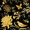 Panneau de papier peint 18,75 "x 25" Fleurs lisses et oiseaux sur fond foncé