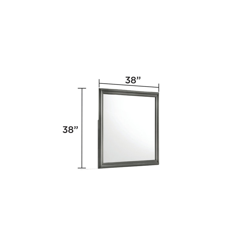 Miroir de style moderne Blaze en bois (seulement miroir), Gris métallisé