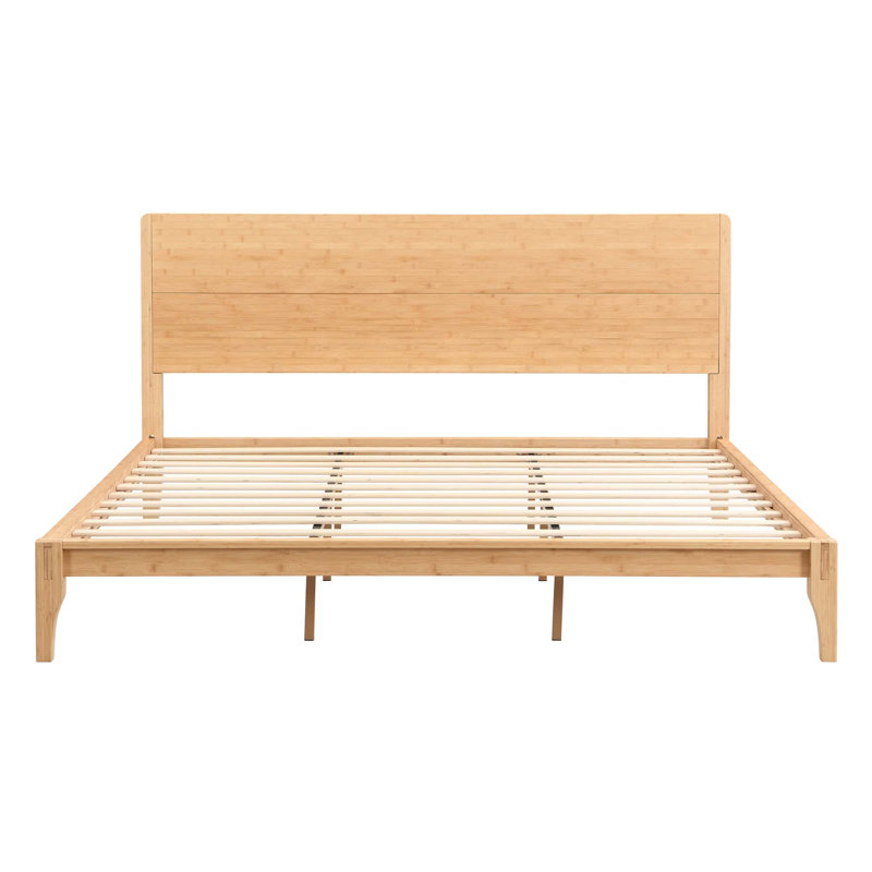 Lit standard en bois massif, Naturel, Très grand