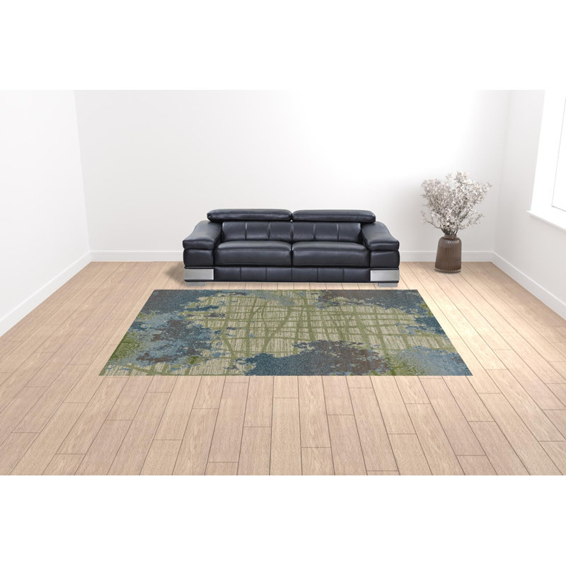 Tapis vert / bleu, Rectangle 9 pi 10 po x 13 pi 2 po