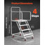 Échelle roulante à 4 marches pour entrepôt, escalier mobile industriel en acier allié, avec rampes, marches antidérapantes et roues verrouillables, plateforme robuste pouvant supporter jusqu'à 400 kg (880 lb) pour garage, bibliothèque ou usine.