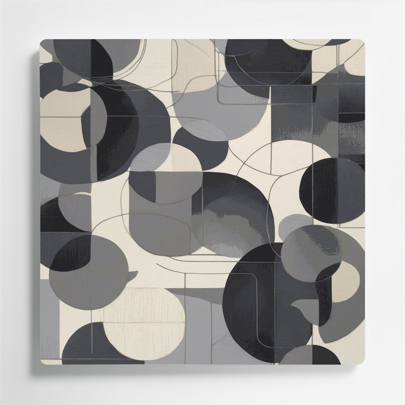 Art abstrait en métal gris, formes abstraites 2, H 12 po x l 12 po